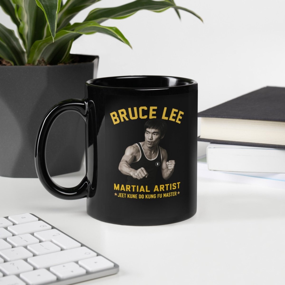 Bruce Lee Black Glossy Mug - Chinchilla Choons